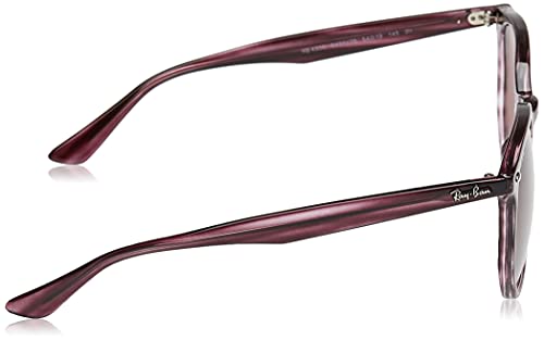 Ray-Ban RB4306 Hexagonal Sunglasses, Striped Bordeaux Havana/Dark Violet, 54 mm