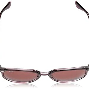 Ray-Ban RB4306 Hexagonal Sunglasses, Striped Bordeaux Havana/Dark Violet, 54 mm