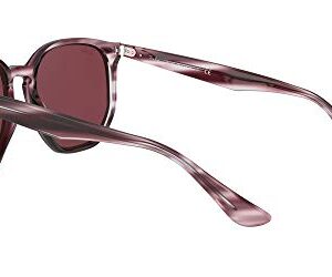 Ray-Ban RB4306 Hexagonal Sunglasses, Striped Bordeaux Havana/Dark Violet, 54 mm