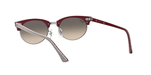 Ray-Ban Rb3946 Clubmaster Oval Sunglasses, Wrinkled Grey On Bordeaux/Clear Gradient Grey, 52 mm