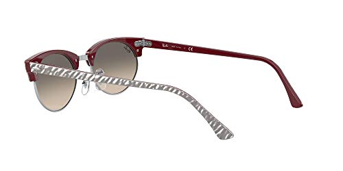 Ray-Ban Rb3946 Clubmaster Oval Sunglasses, Wrinkled Grey On Bordeaux/Clear Gradient Grey, 52 mm