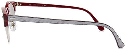 Ray-Ban Rb3946 Clubmaster Oval Sunglasses, Wrinkled Grey On Bordeaux/Clear Gradient Grey, 52 mm