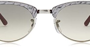 Ray-Ban Rb3946 Clubmaster Oval Sunglasses, Wrinkled Grey On Bordeaux/Clear Gradient Grey, 52 mm