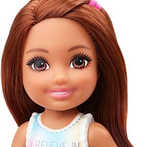 Barbie Club Chelsea Doll (6-inch Brunette) Wearing Unicorn-Themed Graphic and Star Skirt, for 3 to 7 Year Olds