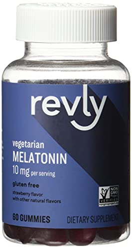 Amazon Brand - Revly - Melatonin 10mg Gummies, Supports Restful Sleep, Strawberry, 60 Count