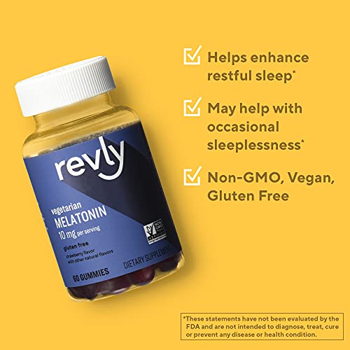 Amazon Brand - Revly - Melatonin 10mg Gummies, Supports Restful Sleep, Strawberry, 60 Count