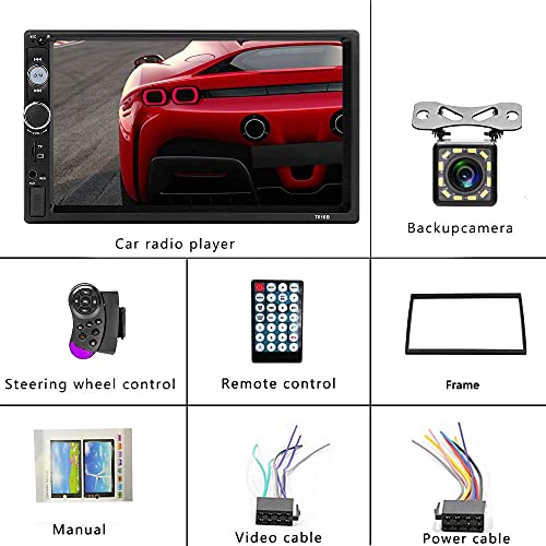 Camecho Car Stereo 2 Din Car Radio 7" MP5 Player with HD Touch Screen Digital Display Bluetooth Multimedia Support USB SD FM Aux-in Double Din Autoradio Mobile Phone Mirror Link with Backup Camera