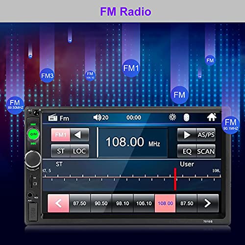 Camecho Car Stereo 2 Din Car Radio 7" MP5 Player with HD Touch Screen Digital Display Bluetooth Multimedia Support USB SD FM Aux-in Double Din Autoradio Mobile Phone Mirror Link with Backup Camera