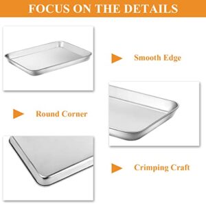 Stainless Steel Baking Sheet Set of 2, Deedro Cookie Sheet Metal Baking Pan Oven Tray, Non Toxic & Heavy Duty, Rust Free & Mirror Finish, Easy Clean & Dishwasher Safe, 10 x 8 x 1 Inch