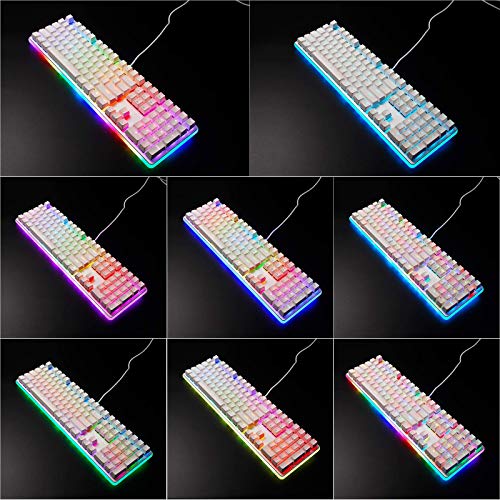 RK ROYAL KLUDGE RK918 Wired Mechanical Keyboard, RGB Backlit Gaming Keyboard with Large LED Sorrounding Side Lamp, Full Size 108 Key Mechanical 100% Anti-Ghosting Computer Keyboard, Brown Switch White