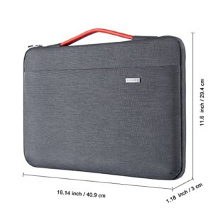 LANDICI Laptop Sleeve Carring Case 15 15.6 Inch,360°Protective Waterproof Computer Cover Bag Compatible with MacBook Air 15,MacBook Pro 15/16 2021,16 Inch Dell Lenovo HP Acer Samsung Notebook,Grey