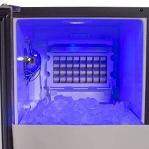 DUURA DI50P 65Lb Premium Clear Ice Cube Maker Machine with Drain Pump Blue LED and Energy Star Built-In Undercounter or Freestanding Household Residential or Commercial Use, 15 Inch Wide, Silver