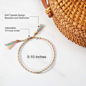 Hicarer 28 Pieces Woven Wrap Friendship Bracelets Handmade Braided Bracelet Adjustable Colorful Beaded