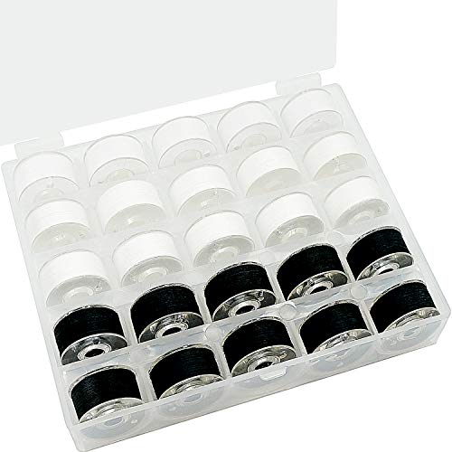 New brothread 25pcs 15White+10Black 60S/2(90WT) Prewound Bobbin Thread Plastic Size A SA156 for Embroidery and Sewing Machines DIY Embroidery Thread Sewing Thread Cottonized Soft Feel Polyester Thread