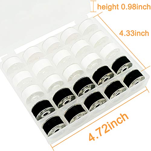 New brothread 25pcs 15White+10Black 60S/2(90WT) Prewound Bobbin Thread Plastic Size A SA156 for Embroidery and Sewing Machines DIY Embroidery Thread Sewing Thread Cottonized Soft Feel Polyester Thread