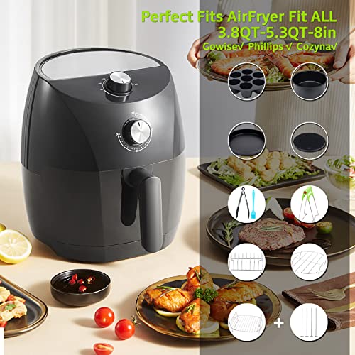 8 Inch Air Fryer Accessories XL 11 PCS Set,for GOWISEUSA/NINJA/COSORI/PHILIPS and All Air Fryers Above 3.7Qt, Non-Stick Coating with BPA-Free