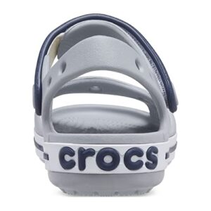 Crocs Kids' Crocband Sandals, Light Grey/Navy, 10 Toddler