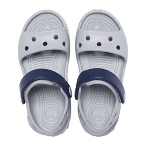 Crocs Kids' Crocband Sandals, Light Grey/Navy, 10 Toddler