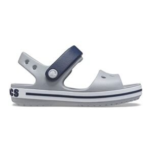 Crocs Kids' Crocband Sandals, Light Grey/Navy, 10 Toddler