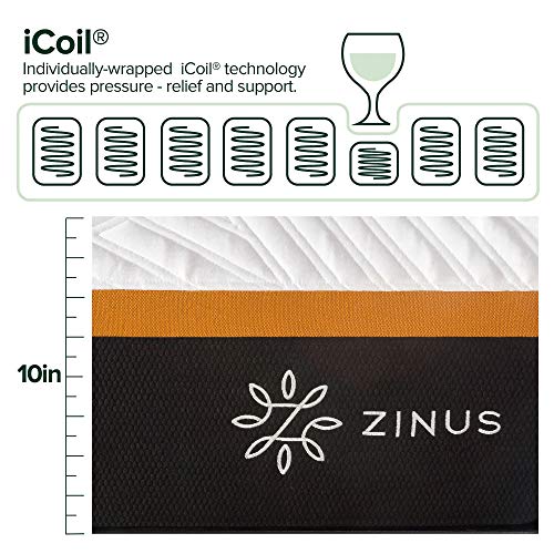 ZINUS 10 Inch Cooling Copper ADAPTIVE Pocket Spring Hybrid Mattress / Moisture Wicking Cover / Cooling Foam / Pocket Innersprings for Motion Isolation / Mattress-in-a-Box, King,Off-white