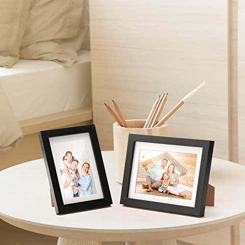 TWING 5x7 Picture Frame Black Displays 4x6 Photo Frame with Mat or 5x7 Inch Without Mat,Made of Plexiglass, MDF Wood, Table Top Display and Wall Mounting, Ideal Gift to Family and Friends