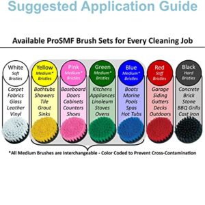 ProSMF Drill Brush Set - Scrub Brush Attachments for Drill - Power Scrubber Cleaning Brushes - Kitchen - Cabinets - Stove - Oven - Counters - Sink - Tile - Flooring - Green - Medium Bristles