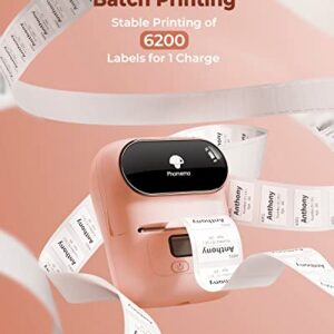 Phomemo Label Printer - M110 Thermal Label Printer, Upgraded Bluetooth Portable Label Maker for Product, Address, Small Business, Sticker, Home, DIY for Phone/Tablet/PC/Mac, with 100 Labels, Baby Pink