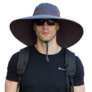 leotruny super wide brim bucket hat upf50+ waterproof sun hat for fishing hiking camping (c02-dark gray)