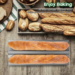 AMAGABELI GARDEN & HOME Nonstick French Baguette Pans for Baking 15”x6.3” Carbon Steel 2 Loaf Perforated Bread Tray Baguette Baking Tray Bake Mold Toast Cooking Oven Toaster Pan Bakeware BG282