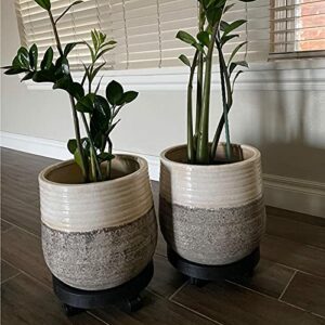 2 Pack of 11 Inch Heavy Duty Plant Caddy with Wheels,Rolling Plant Stand Pot Trolley,Wheeled Planter Saucer Tray,Potted Flower Mover Dolly with Casters Round Coaster for Indoor Outdoor