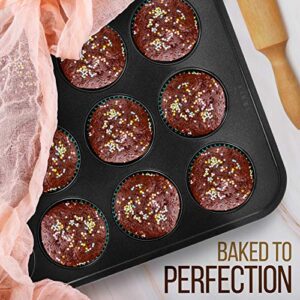 NutriChef Kitchen Oven Baking Pans Carbon Steel with Non-stick Black Coating Inside & Outside, Commercial Grade Restaurant Quality Metal Bakeware, Dishwasher Safe NCBK6BK, One Size