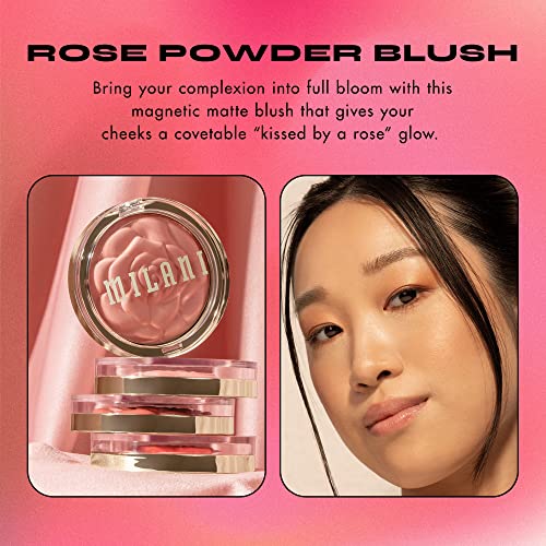 Milani Rose Powder Blush - Wild Rose (0.6 Ounce) Cruelty-Free Blush - Shape, Contour & Highlight Face with Matte or Shimmery Color