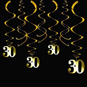 aimto gold 30 party swirl birthday decorations-foil ceiling hanging swirl for 30th birthday party decorations 30th anniversary - pack of 20