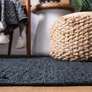 SAFAVIEH Vintage Leather Collection Accent Rug - 4' x 6', Black, Handmade Boho Fringe Leather, Ideal for High Traffic Areas in Entryway, Living Room, Bedroom (VTL501Z)