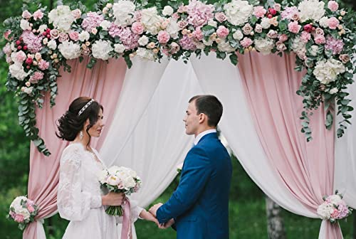 Dusty Rose Polyester Backdrop Curtains 2 Panels 5ft x 10ft Photo Shoot Background Drapes for Wedding Party Bridal Shower Engagement Decorations