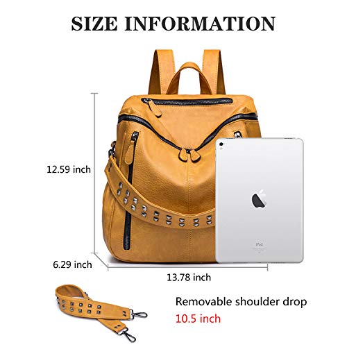 Roulens Women Backpack Purse Fashion Leather Large Ladies Shoulder Bags Travel Backpack Purse for Women