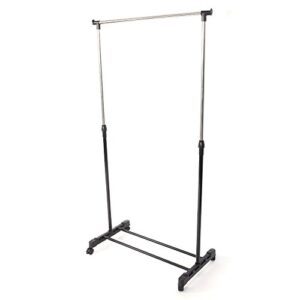 Guangshuohui Clothes Garment Rack, Clothing Rolling Rack on Wheels and Bottom Shelves, Black & Silver (B)