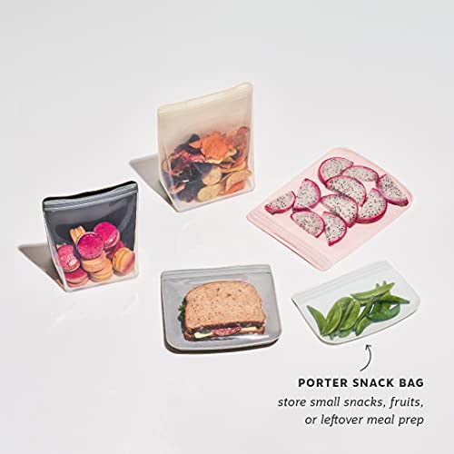 W&P Porter Silicone Reusable Storage Bag, Sandwich (10oz Flat), Blush, Food Storage Container, Microwave and Dishwasher Safe, Easy Cleaning