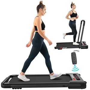 FYC Under Desk Treadmill for Home 2-in-1 Folding Treadmill 2.5HP Compact Treadmill Exercise Workout Electric Foldable Running Machine Portable Treadmill for Walking, Installation-Free Green