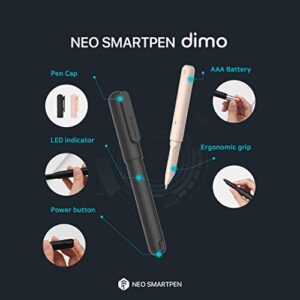 Neo Smartpen dimo Bluetooth Digital Pen with 2 GB Internal Memory Digitize Handwriting for iOS and Android, Compatible with Neo Studio App and Neo Notebooks - Black