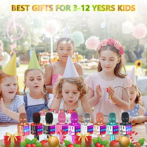 Amazmic Kids Karaoke Microphone Machine Toy Bluetooth Microphone Portable Wireless Karaoke Machine Handheld with LED Lights, Gift for Children Adults Birthday Party, Home KTV(Gray)