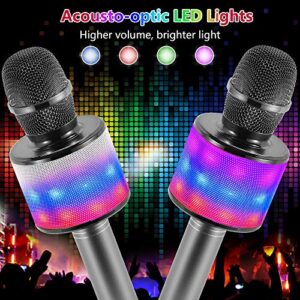 Amazmic Kids Karaoke Microphone Machine Toy Bluetooth Microphone Portable Wireless Karaoke Machine Handheld with LED Lights, Gift for Children Adults Birthday Party, Home KTV(Gray)