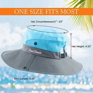 Sun Hats for Women Beach Hat Ponytail Hat Womens Sun Hat Wide Brim Sun Hat Women Sky Blue