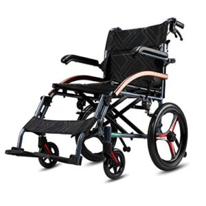 magnesium alloy wheelchair 22lbs lightweight portable travelling transport chair with handbrakes, 16 inch wheels