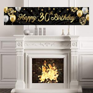 happy 30th birthday banner sign gold glitter 30 years birthday party decorations supplies anniversary celebration backdrop