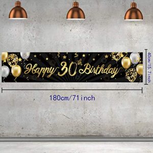 Happy 30th Birthday Banner Sign Gold Glitter 30 Years Birthday Party Decorations Supplies Anniversary Celebration Backdrop