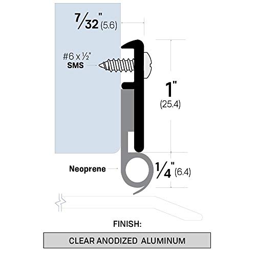 Fire Rated/Clear Anodized Aluminum Door Sweep (7623CA) SMS #6 x 1/2' Supplied, 7/32”Wide x 1H” (48")