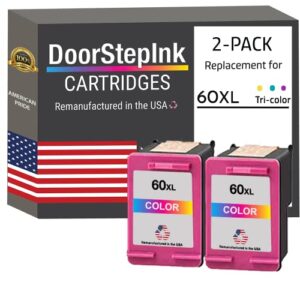 doorstepink remanufactured in the usa ink cartridge replacements for hp 60xl 60 xl 2 color for photosmart c4780 c4795 c4680 c4650 d110 d110a deskjet f4480 f4280 f4580 d2530 d2545 envy 100 111