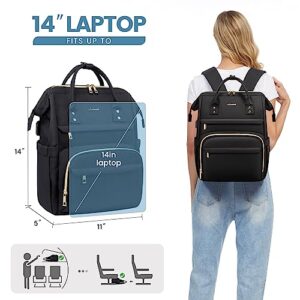 LOVEVOOK Laptop Backpack for Women Teacher Backpack Nurse Bag,Work Bag Backpack Purse Bag Anti-Theft Travel Backpack with USB Charging Port,14 Inch Backpack for College Business Casual