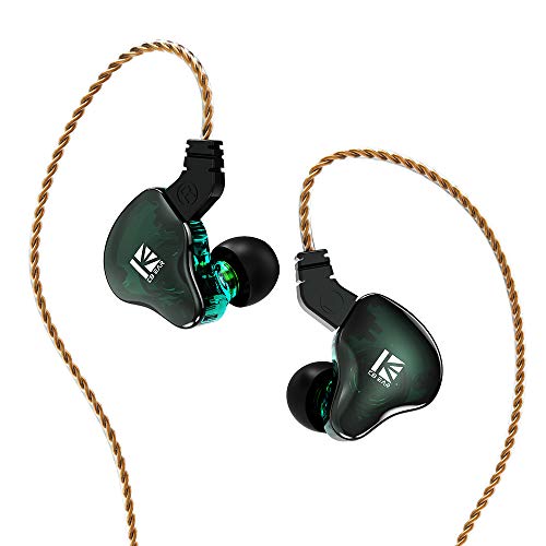 YINYOO KBEAR KS2 IEM, Ear Monitor Headphones, HiFi in Ear Earbud Headset Noise Cancelling Hybrid 1BA 1DD Earphone with Removable Cable for Running Walking (with mic, KS2 Green)